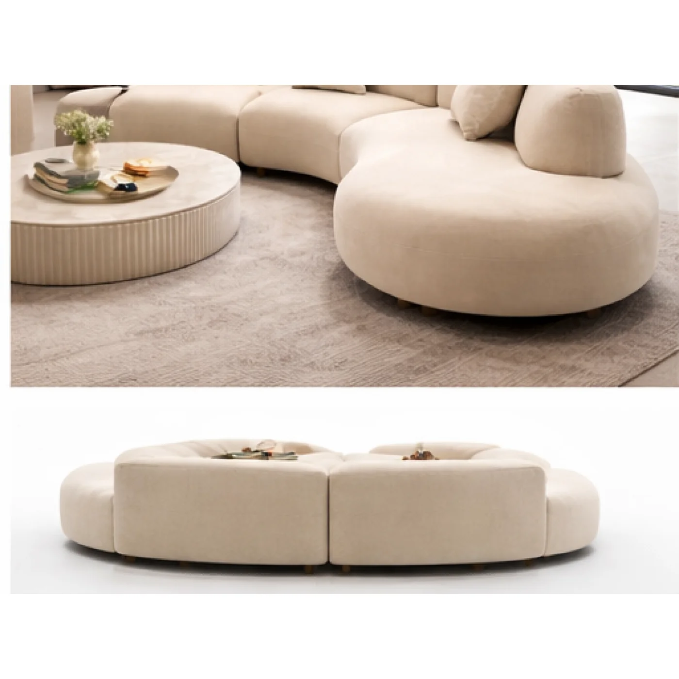 Modern Curved Modular Sectional Sofa – Luxury Ivory White Designer Lounge