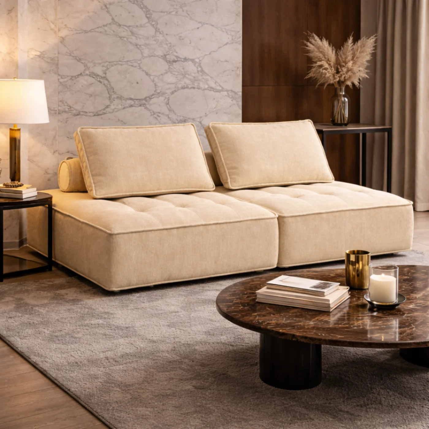 Modular Luxe 3-Seater Sofa – Cream Beige