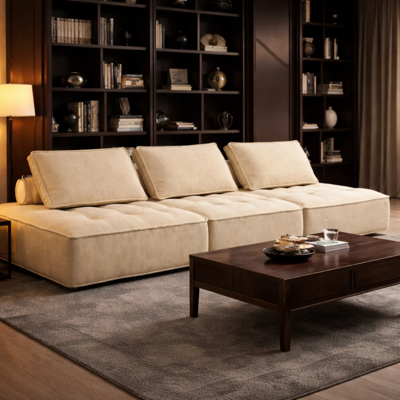 Modular Luxe 3-Seater Sofa – Cream Beige