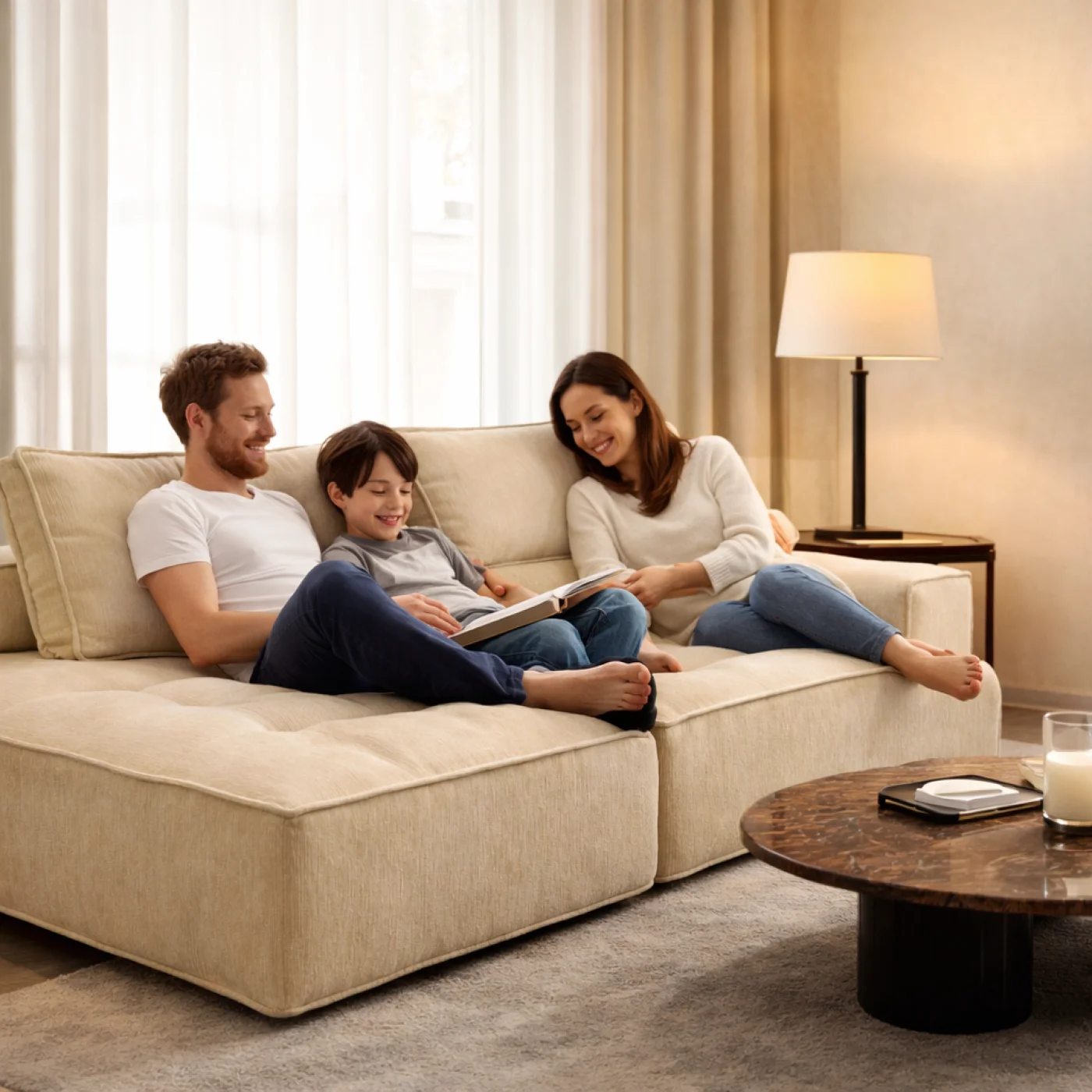 Modular Luxe 3-Seater Sofa – Cream Beige