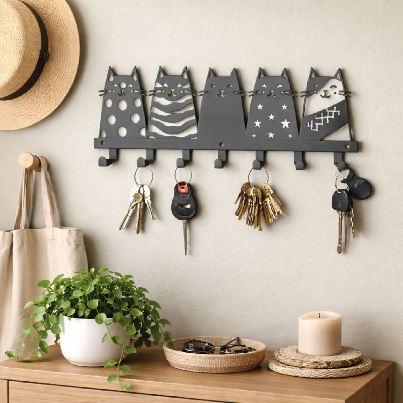 Ruff Decor WhimsiCat Wall Key Holder
