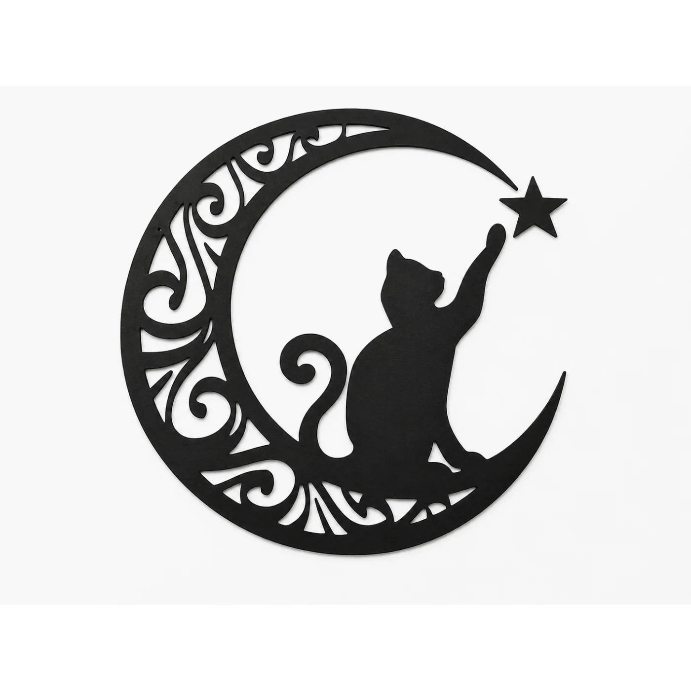 Luna Cat Crescent Metal Wall Art